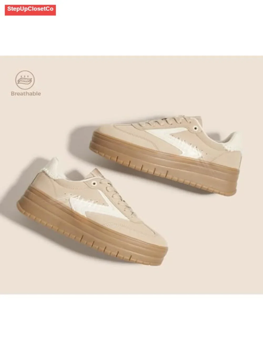 Platform Sneakers with Gum Thick Sole and Rubber Sole